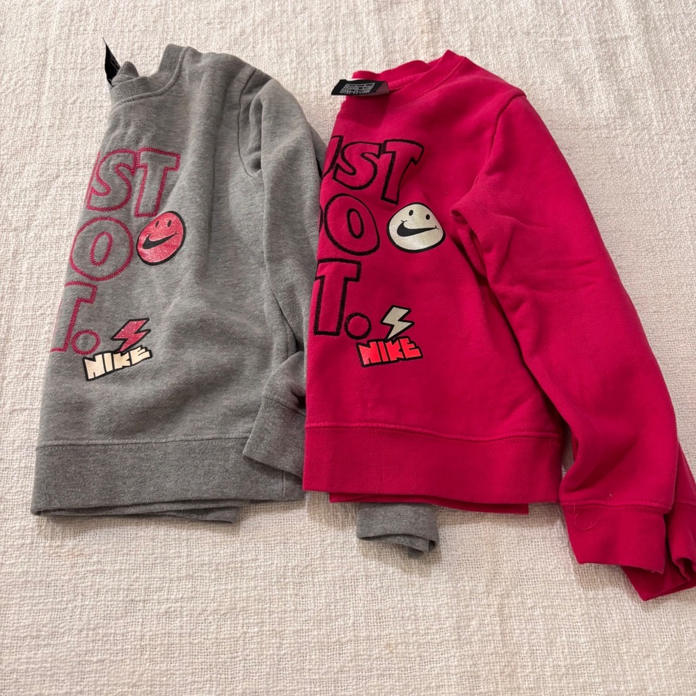 Nike Kids Just Do It Graphic Sweatshirts 2 Pack Pink Gray Size 6X 7 L